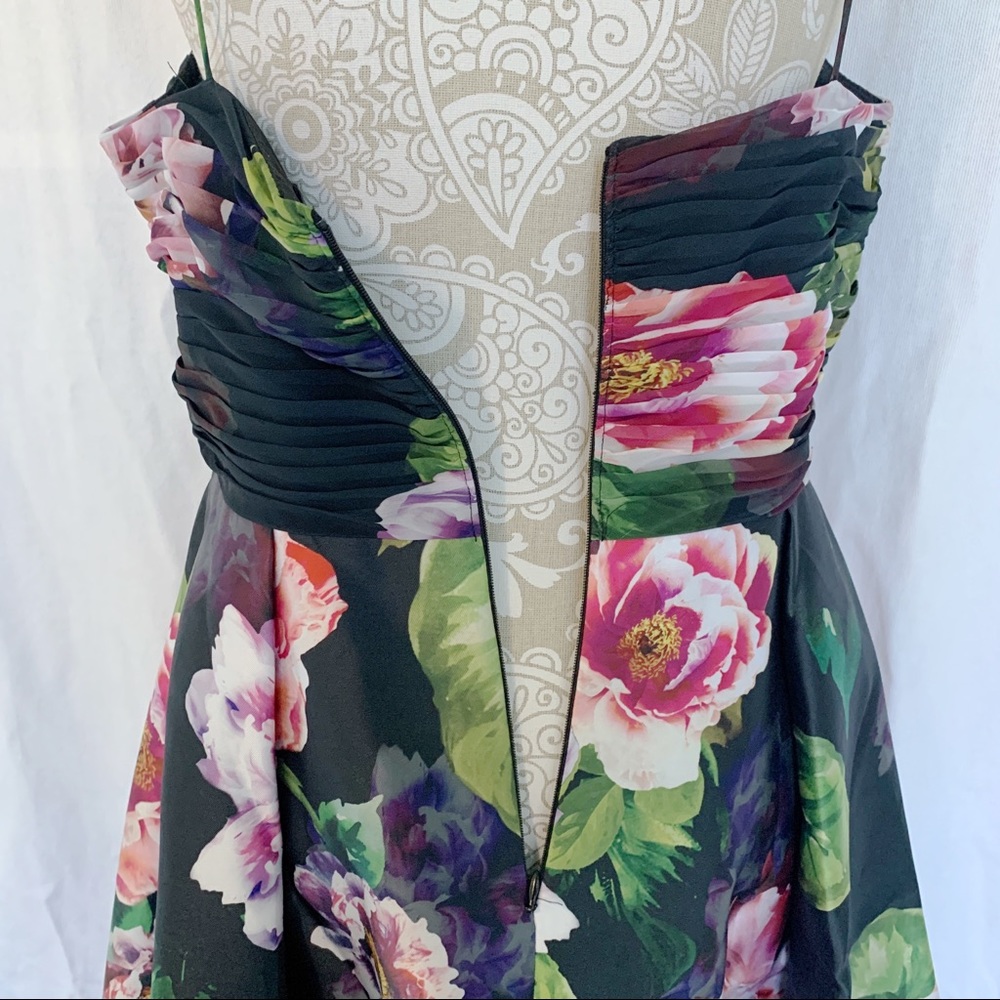 Adrianna Papell Floral Midi Dress - Black and Pink - Picture 7 of 10